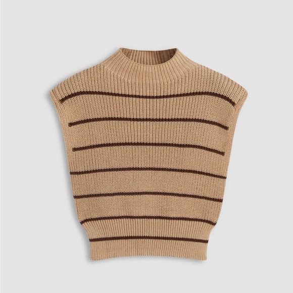 SOLID HIGH NECK KNIT VEST - Picture 1 of 3